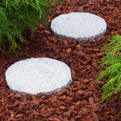 Trædesten rund Ø35 cm, lysegrå granit